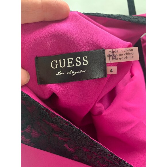 VTG Y2K GUESS Lace Dress Women's 4 Purple Fusia Party Bright Sleeveless NWT - Picture 3 of 10